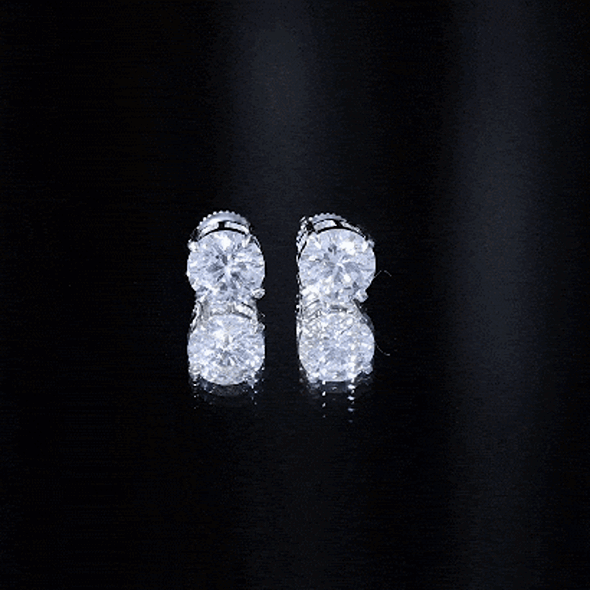Certified 4 Carat Moissanite Stud Earrings in Silver