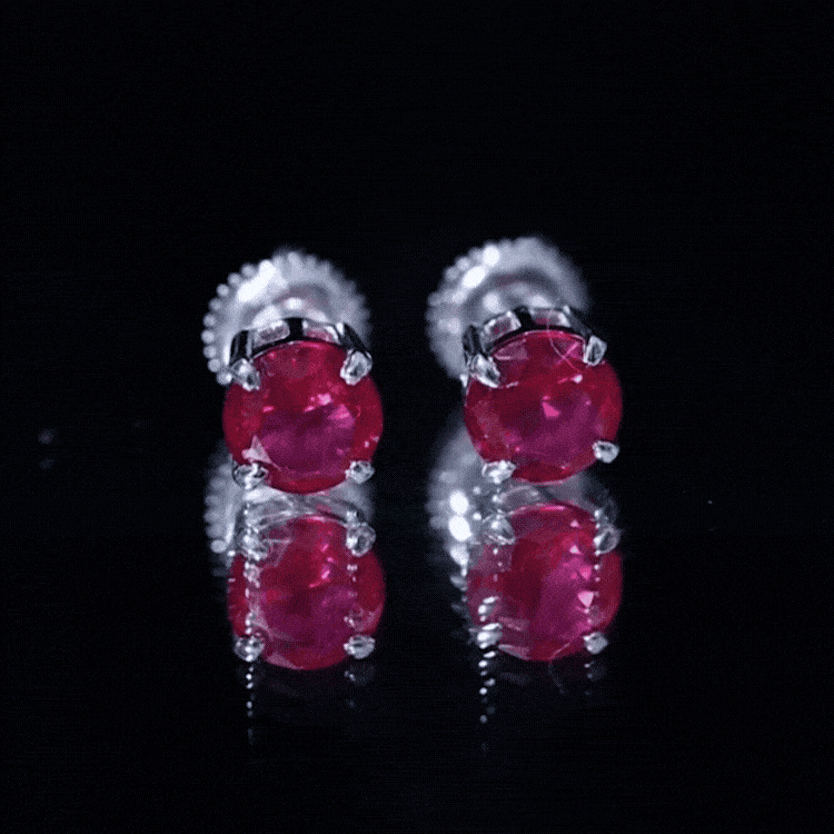 2.74 Carat Round Cut Solitaire Lab Created Ruby Stud Earring for women