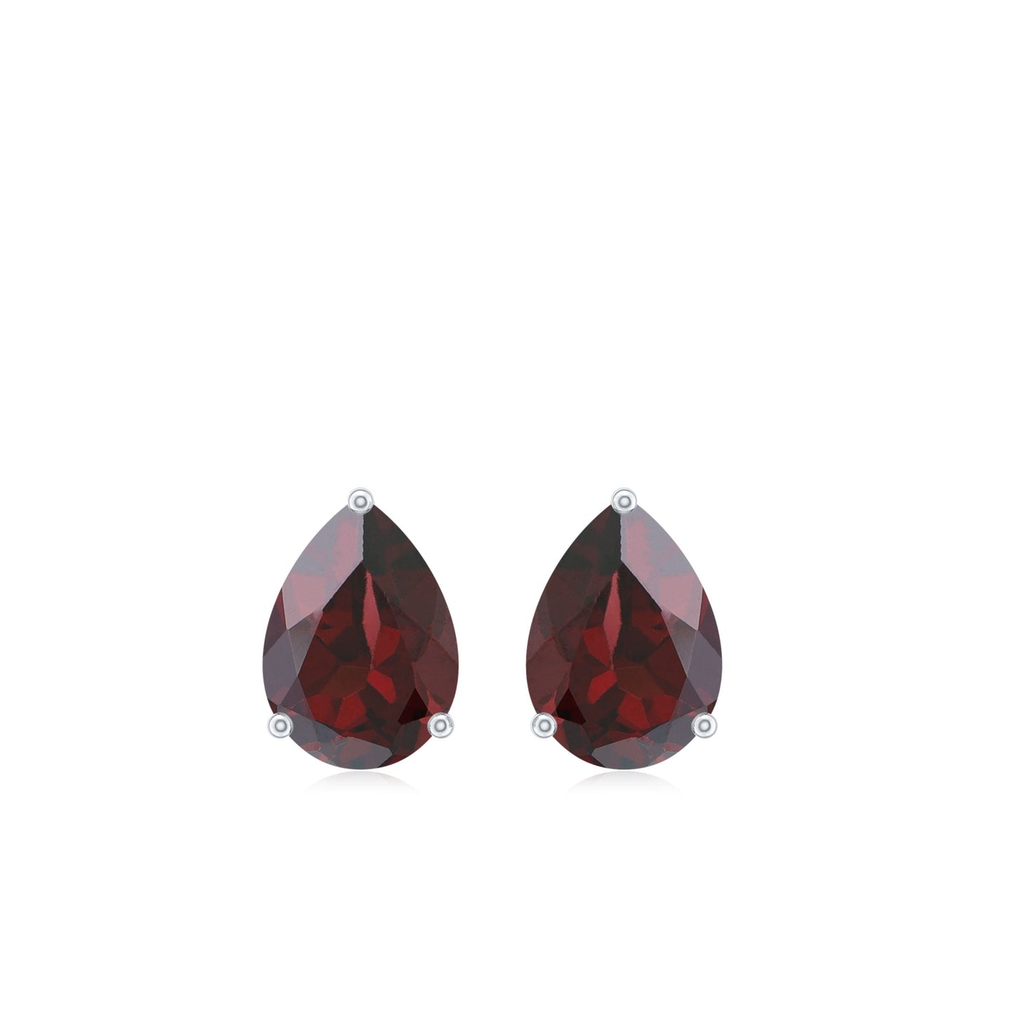 Genuine Pear Shaped Garnet Stud Earrings with Screw Backs