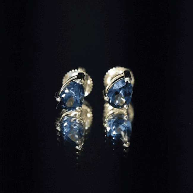 1.5 Carat Pear Shape London Blue Topaz Teardrop Stud Earrings