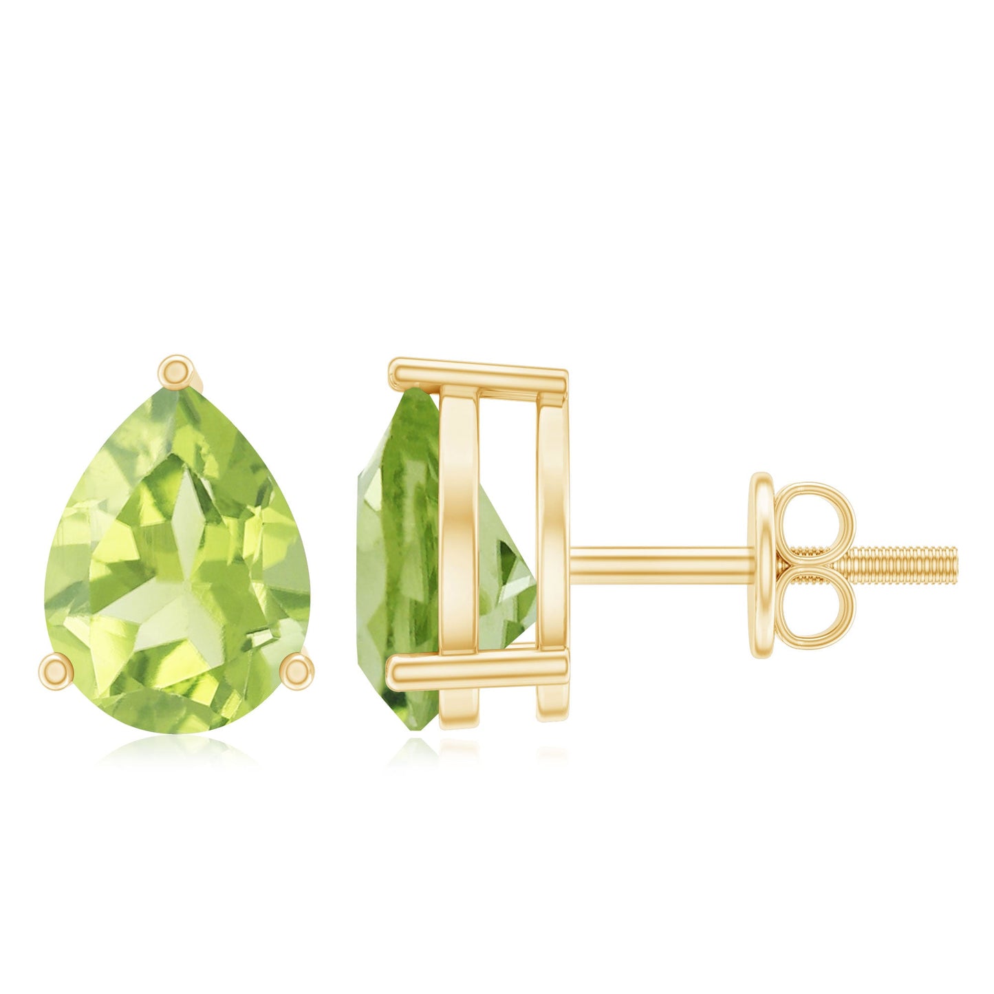 Natural Pear Shape 2 Carat Peridot August Birthstone Earrings