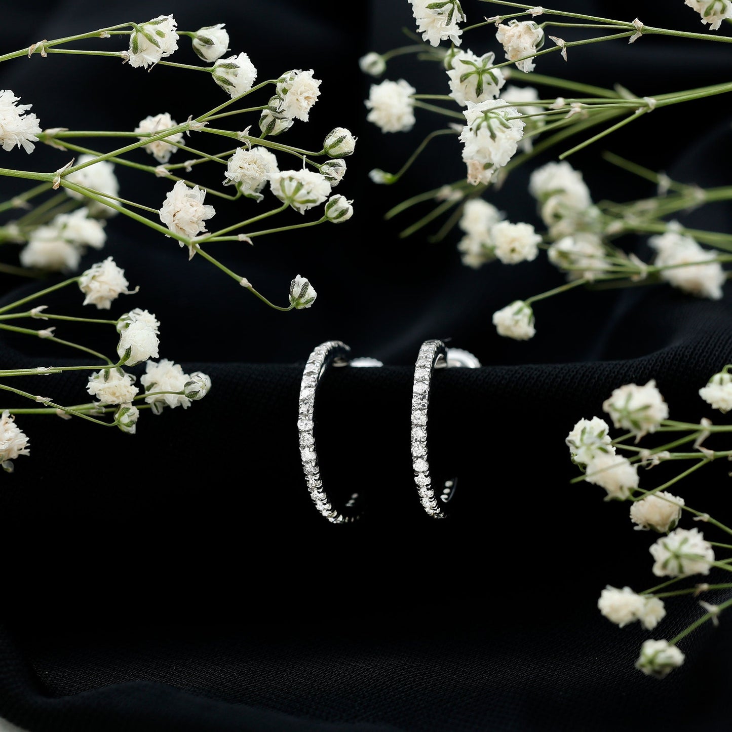 Round Shaped Diamond Hoop Earrings
