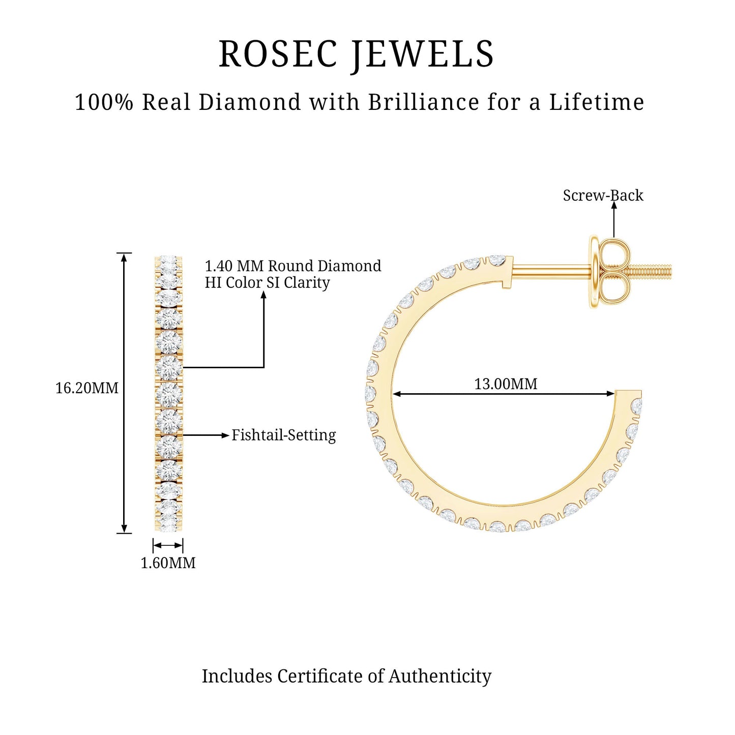 Round Shaped Diamond Hoop Earrings