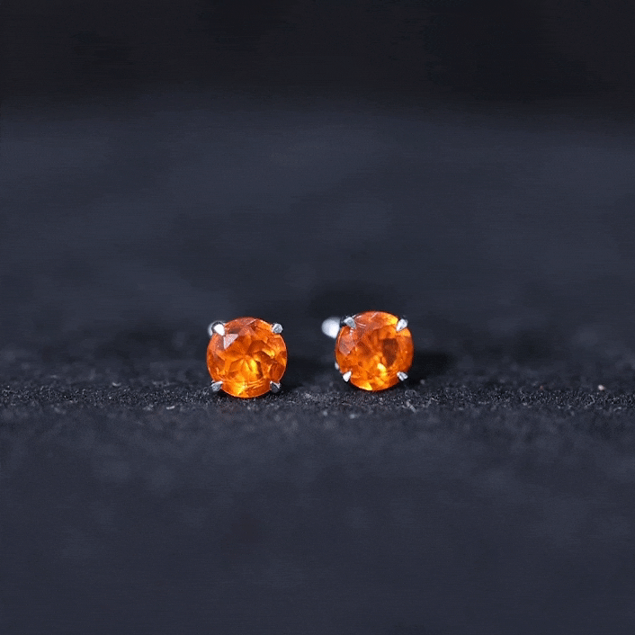 Fire Opal Stud Earrings with Screw on Backs