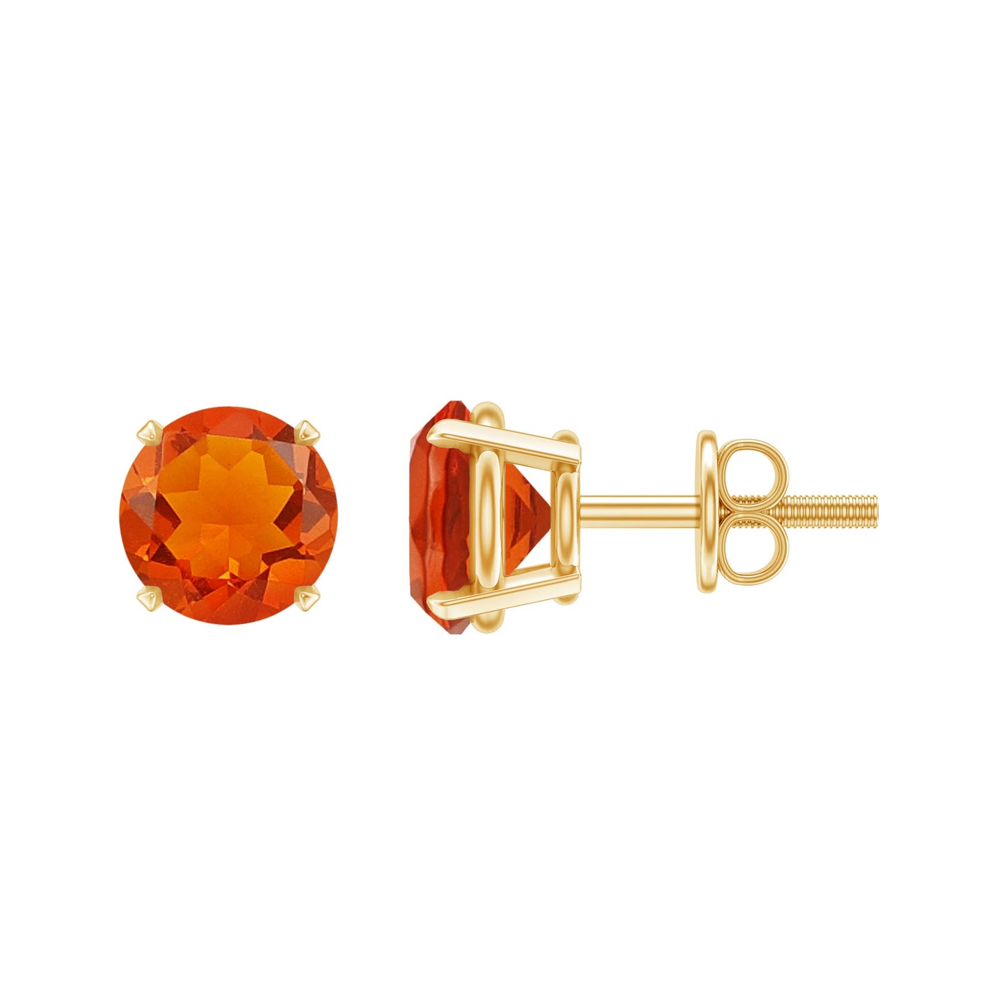 Fire Opal Stud Earrings with Screw on Backs