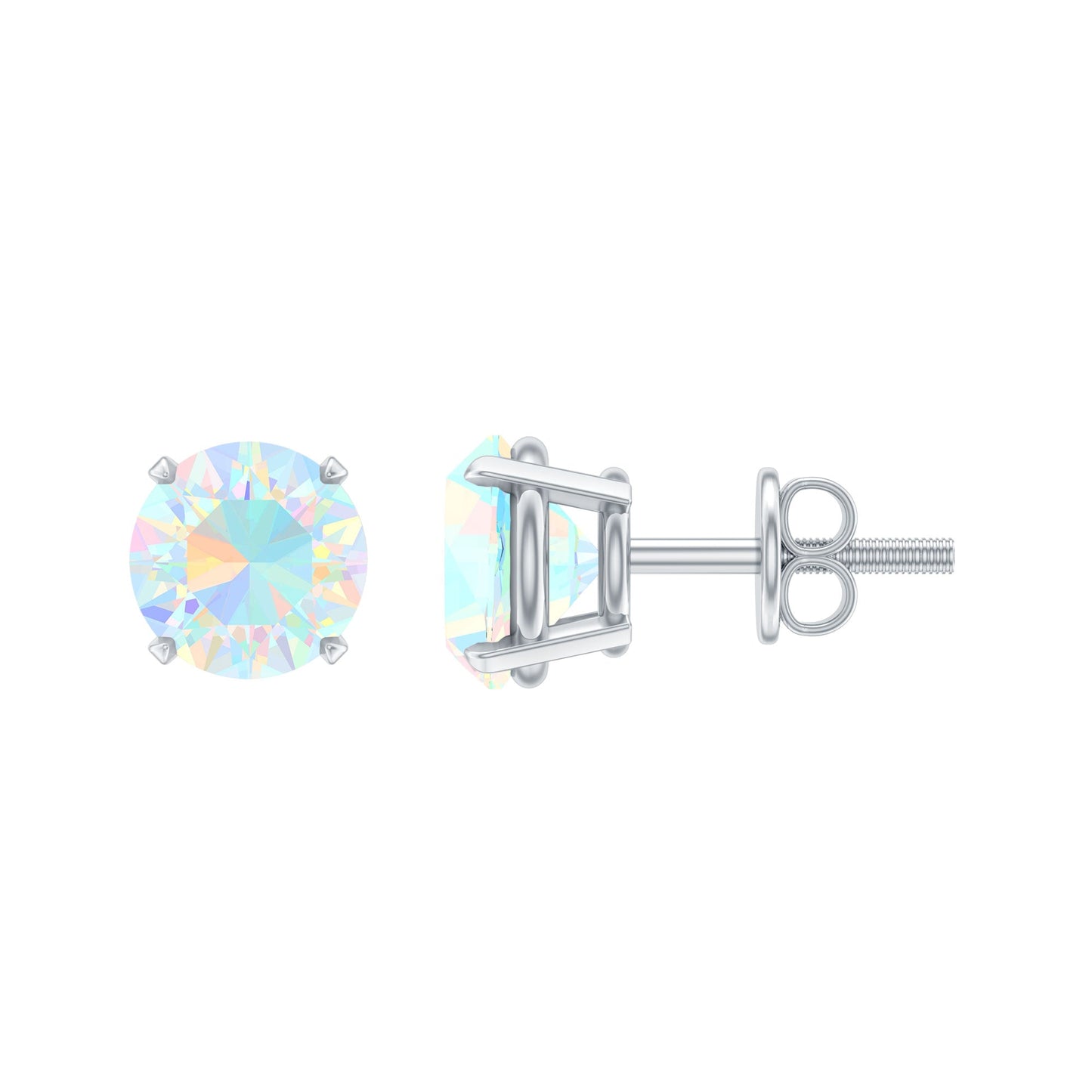Real Ethiopian Opal Solitaire Stud Earrings