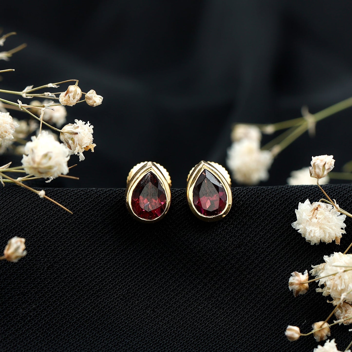 1.7 Carat Pear Shape Rhodolite Garnet Stud Earrings for Women