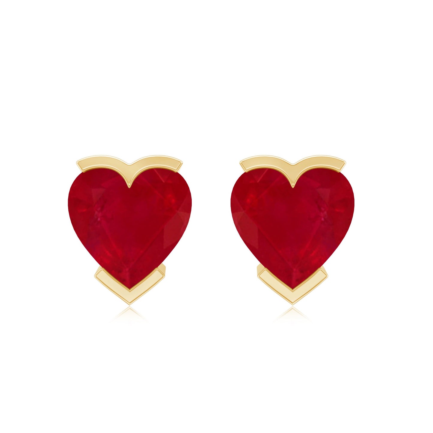 1.3 CT Heart Shape Ruby Solitaire Stud Earrings