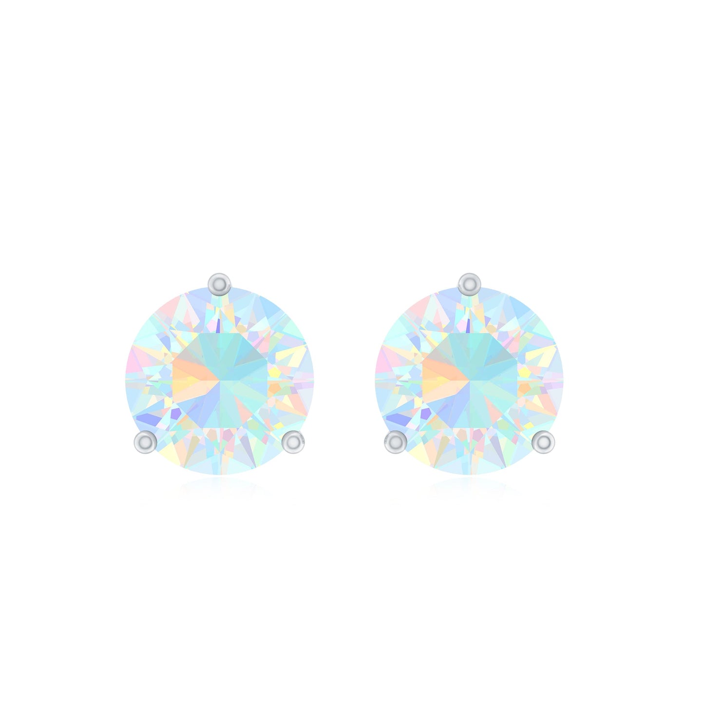 Minimalist Ethiopian Opal Solitaire Stud Earrings