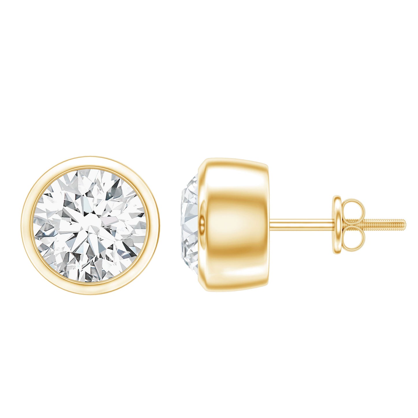 Certified Moissanite Solitaire Stud Earrings in Bezel Setting