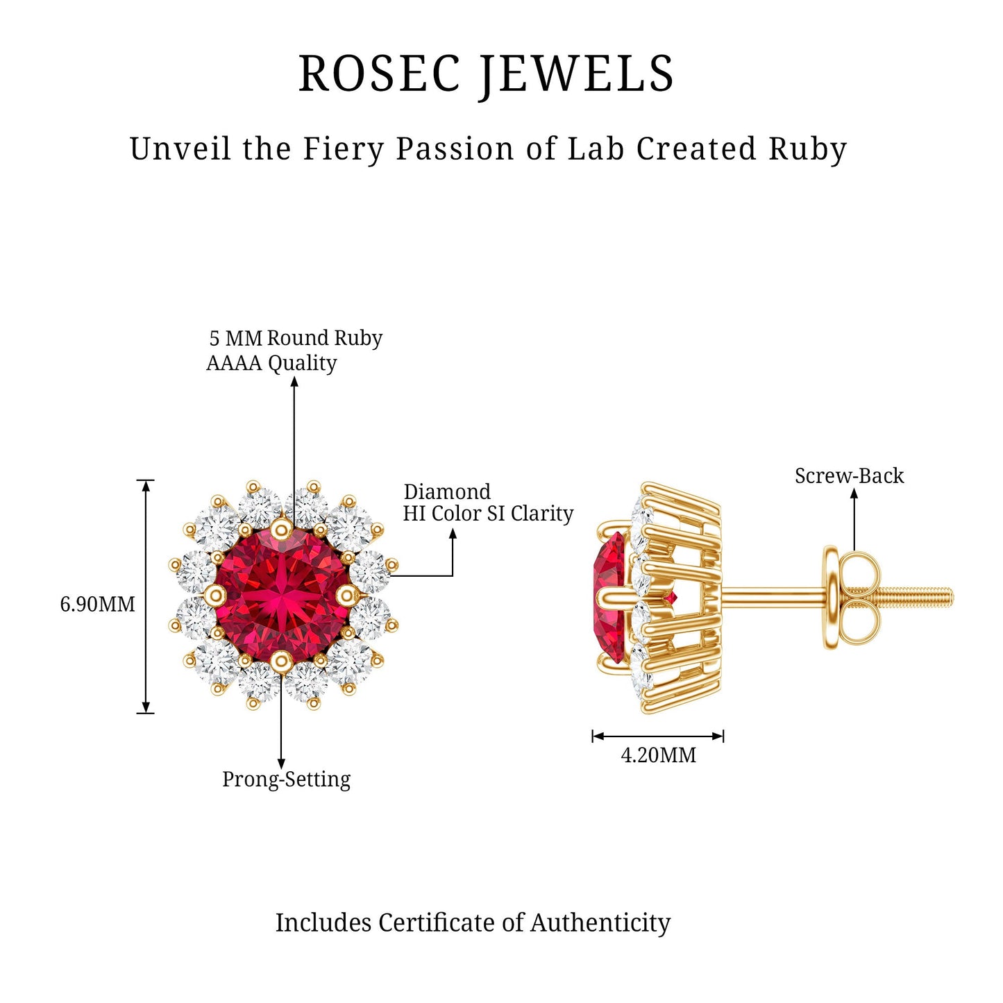 Lab Created Ruby and Diamond Everyday Stud Earrings for Women