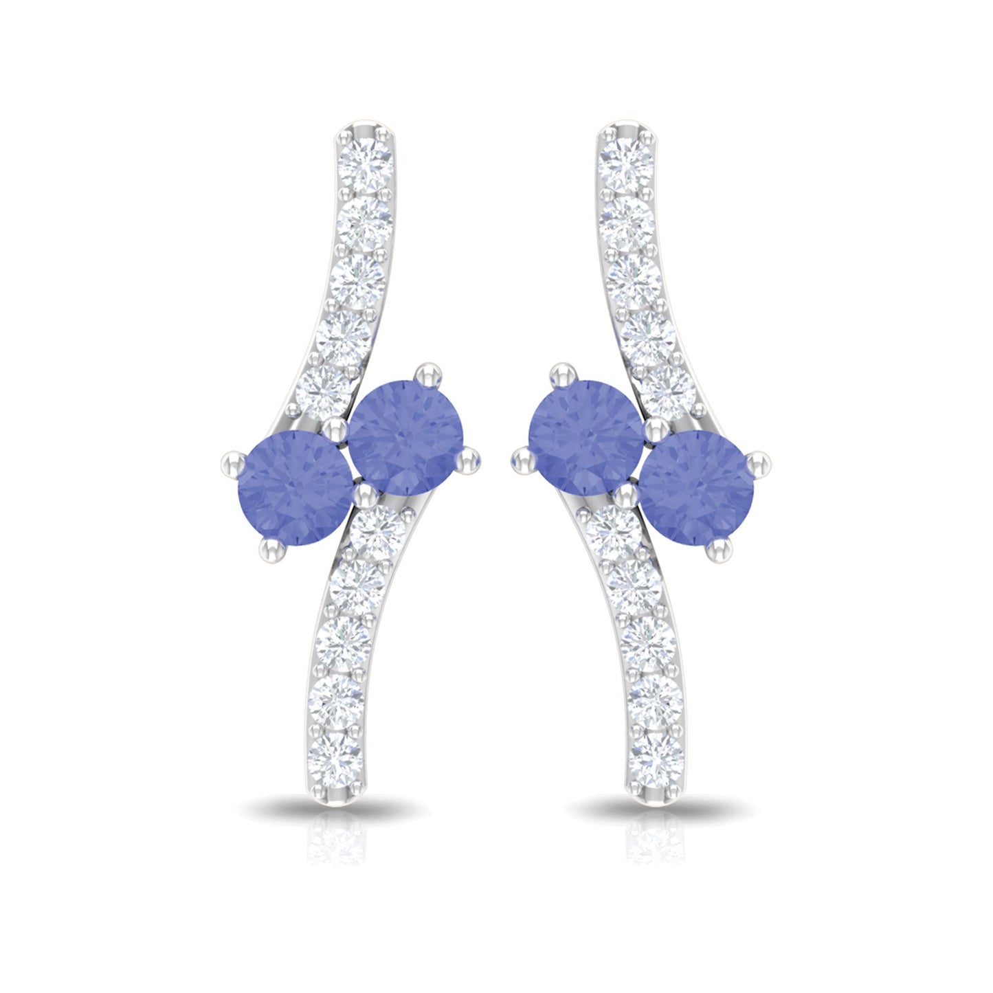Real Tanzanite and Diamond Stud Earrings with Certificate