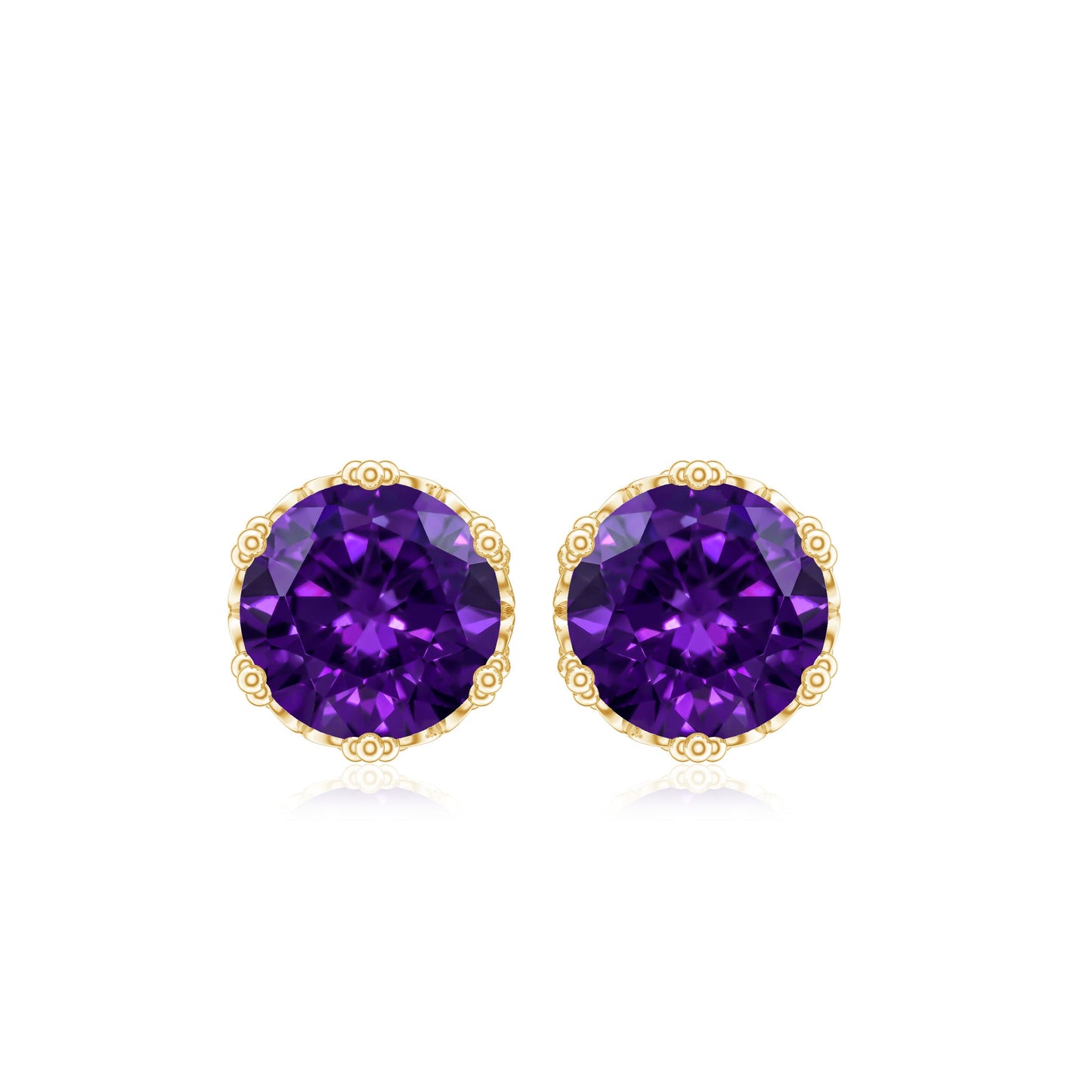 Genuine Amethyst Stud Earrings with Certificate