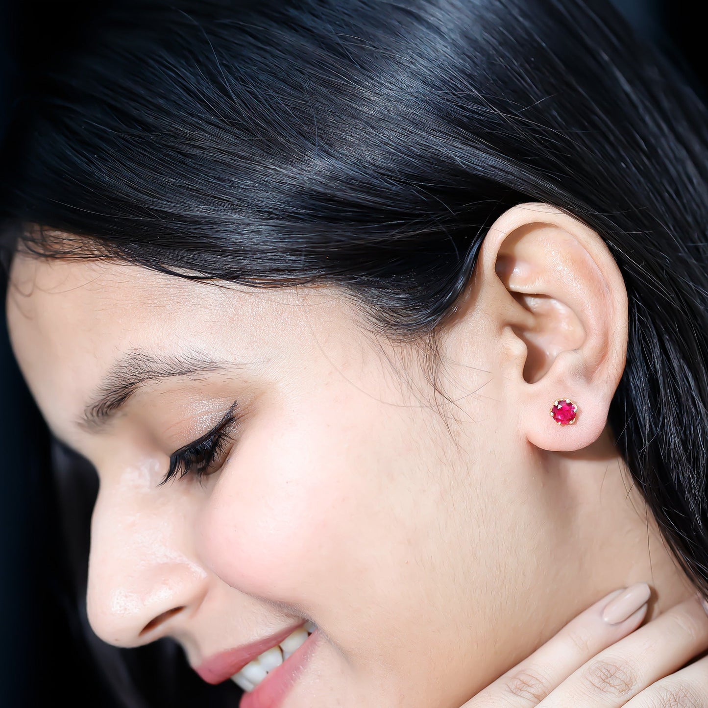 2.7 Carat Round Cut Lab Created Ruby Stud Earrings for Women