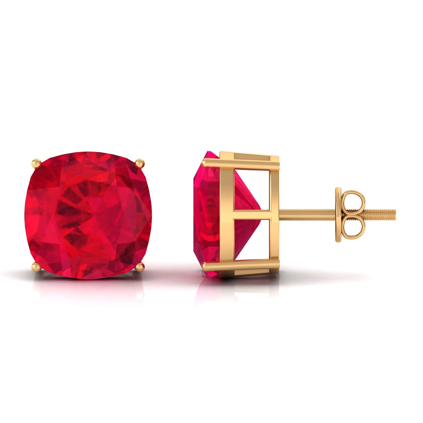 7.6 CT Created Ruby Solitaire Stud Earrings in 4 Prong Setting