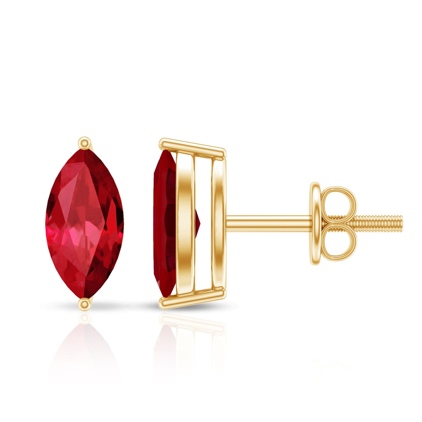 1.5 Carat Marquise Cut Lab Grown Ruby Stud Earrings