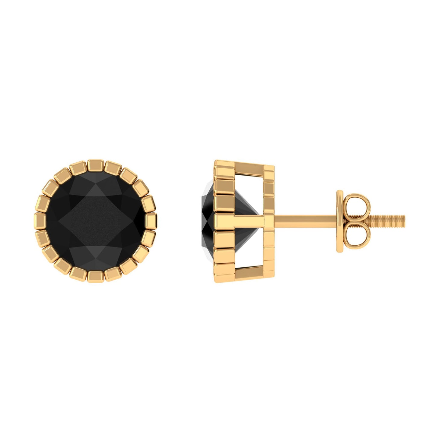 Real 3 Carat Round Shape Black Spinel Stud Earrings with Certificate