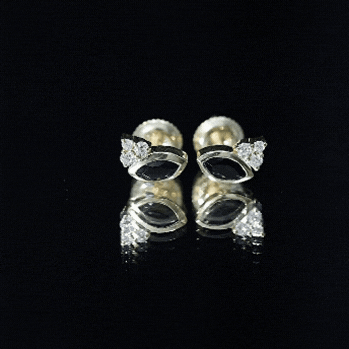 Marquise Shape 0.7 Carat Lab Grown Black and White Diamond Stud Earrings