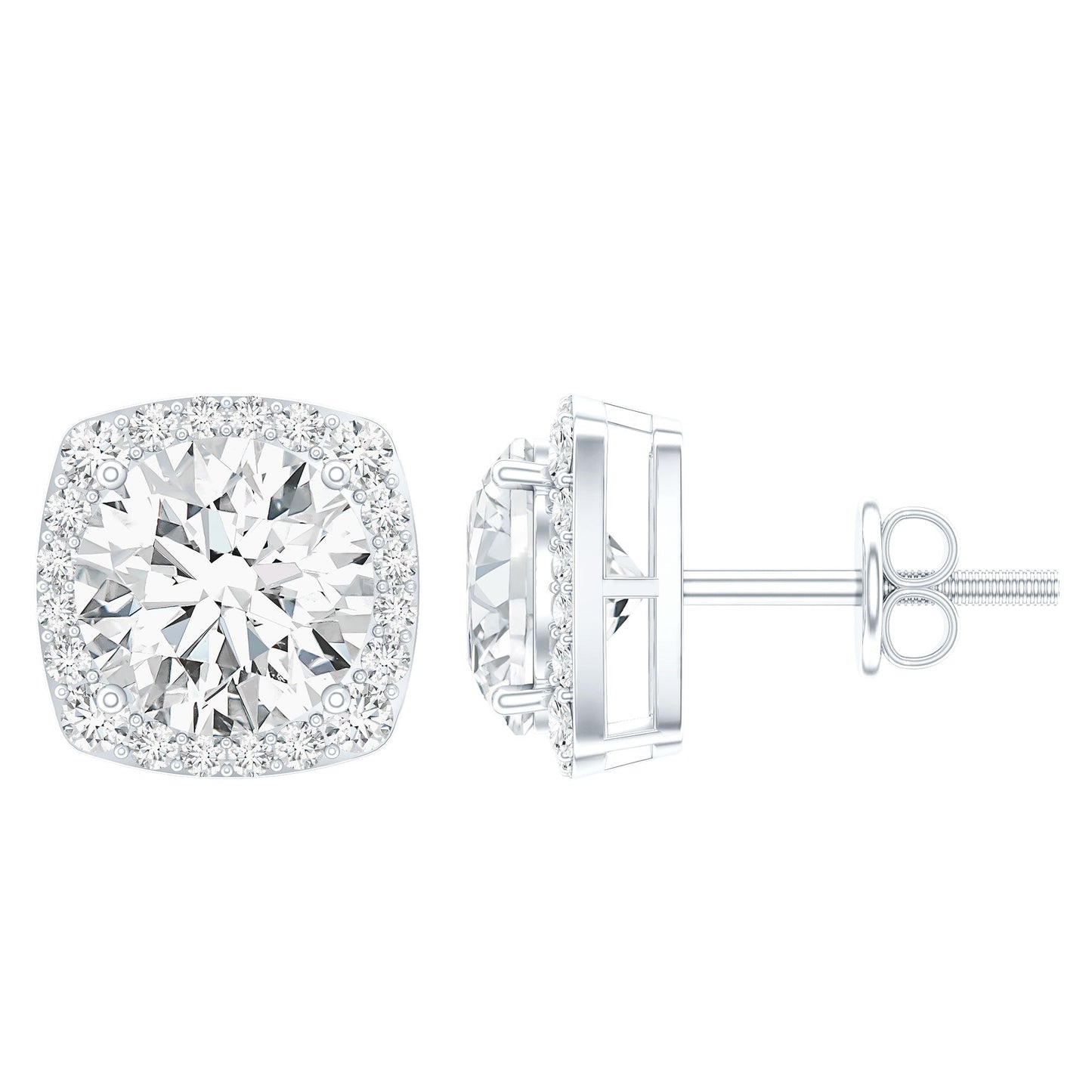 Certified Round Cut Lab Grown Diamond Halo Stud Earrings For Her