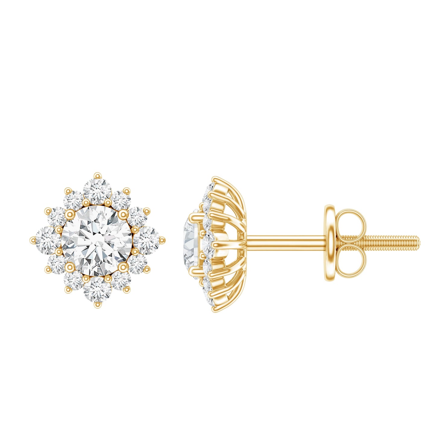 Certified Brilliant Cut Diamond Halo Stud Earrings