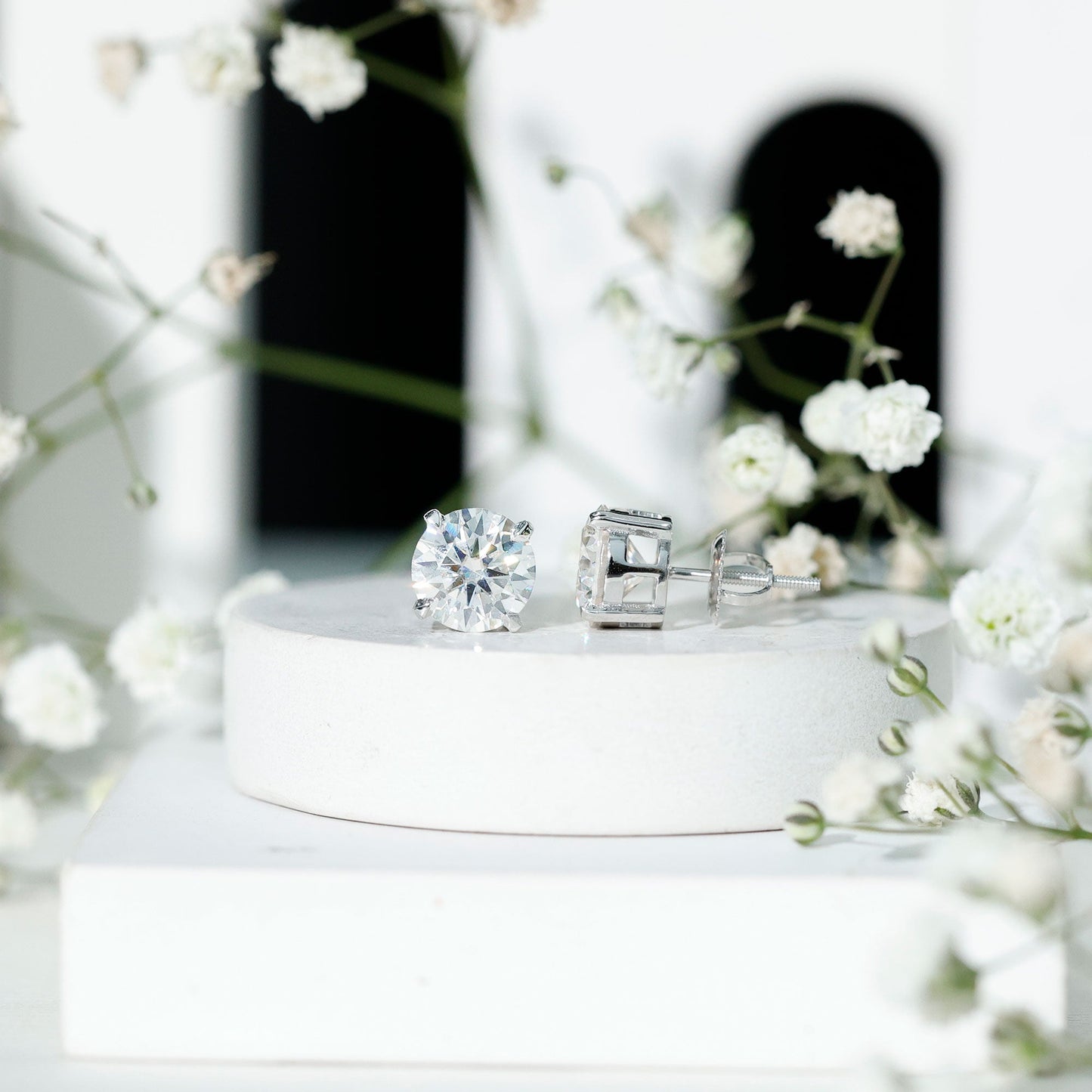 Prong Set Lab Created Diamond Solitaire Stud Earrings