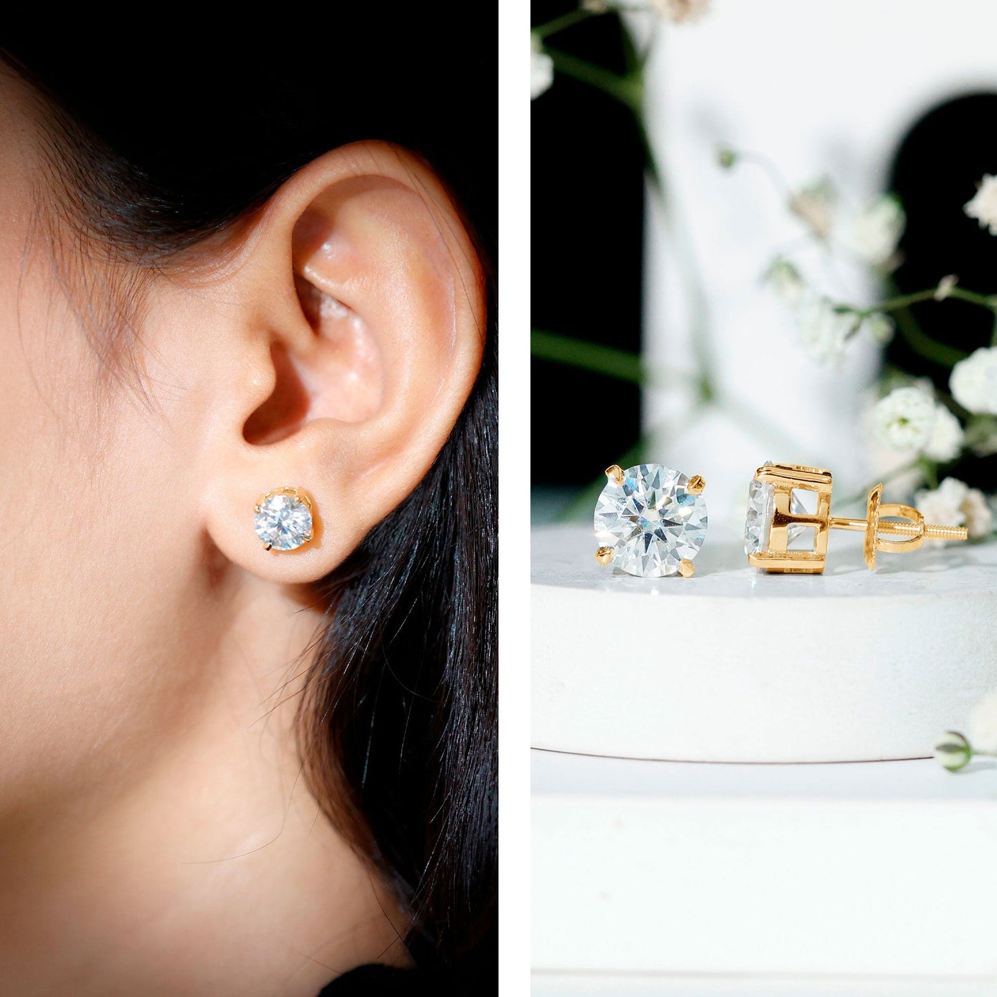 Prong Set Lab Created Diamond Solitaire Stud Earrings