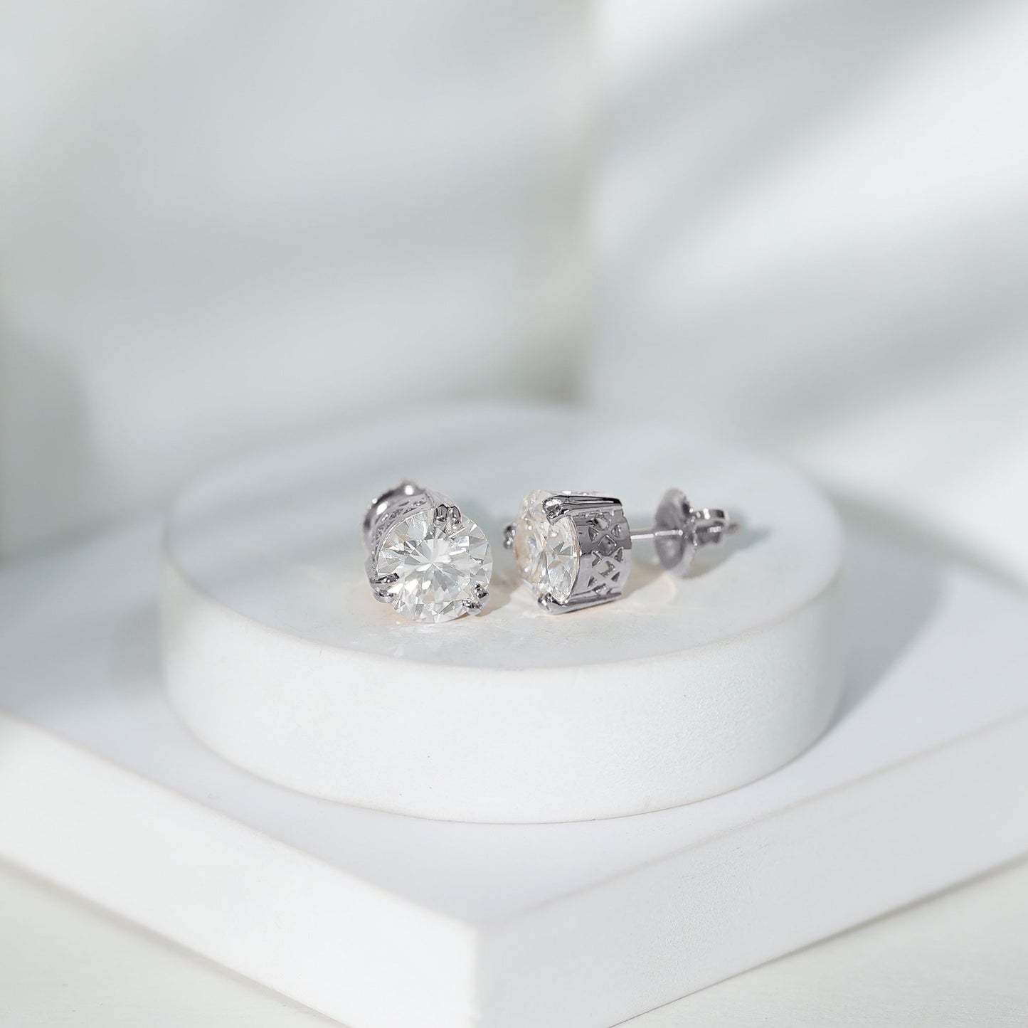 Certified 4 Carat Round Diamond Studs with Screw Back