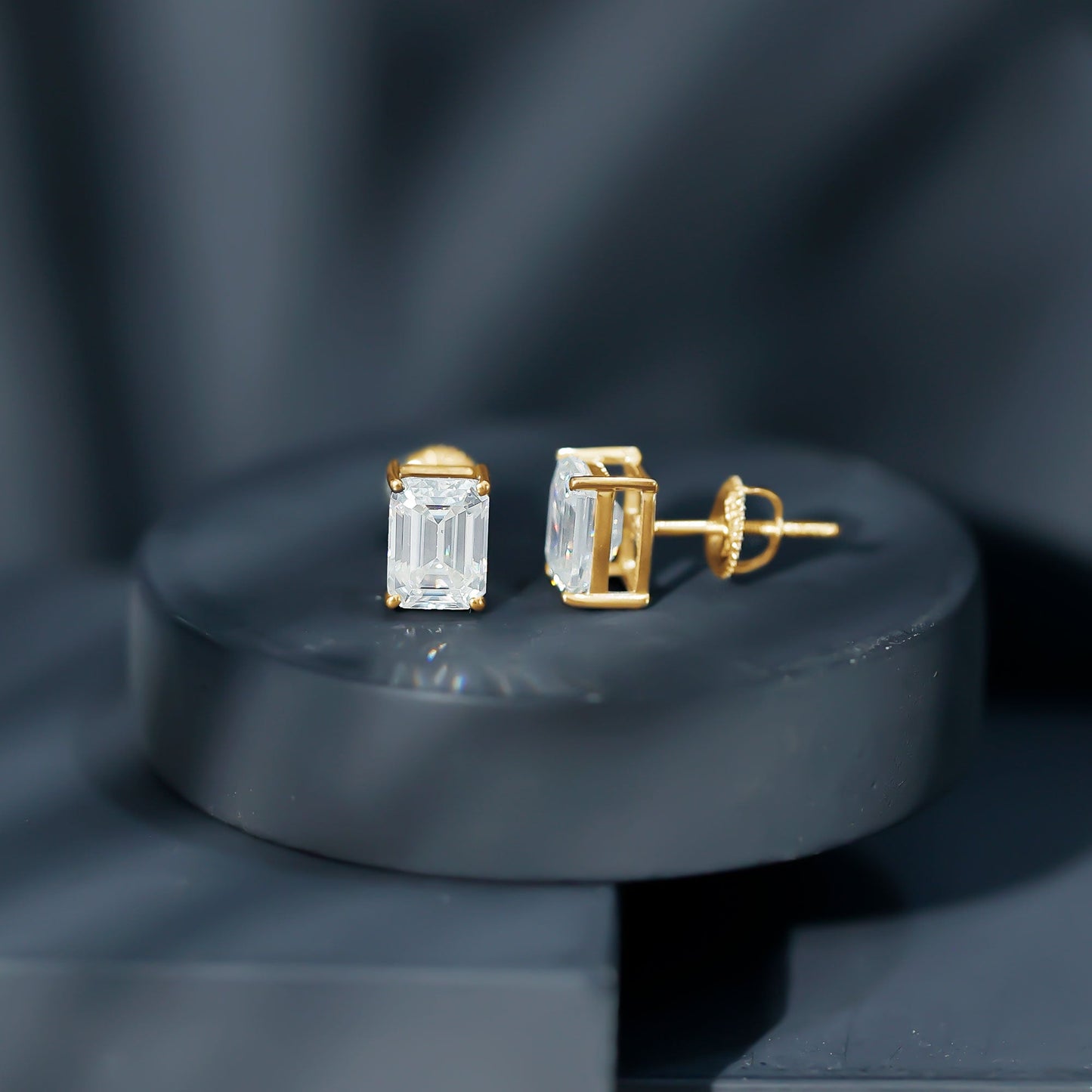 Emerald Cut Lab Created Diamond Stud Earrings