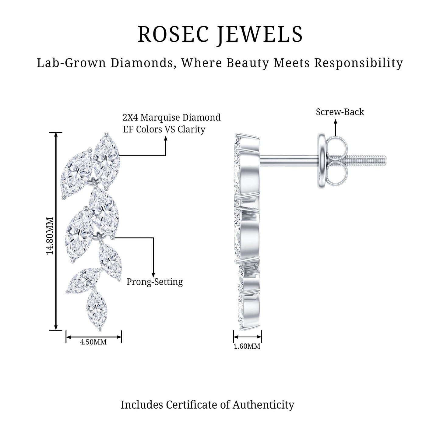 Certified Lab Grown Diamond Dangling Earrings for Women