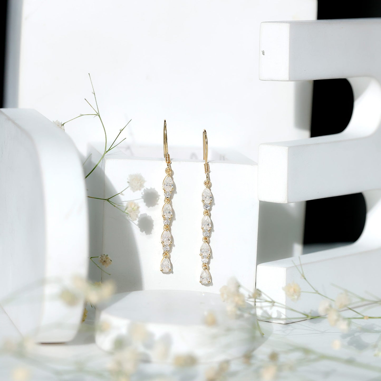 Lab Grown Diamond Long Dangling Earrings