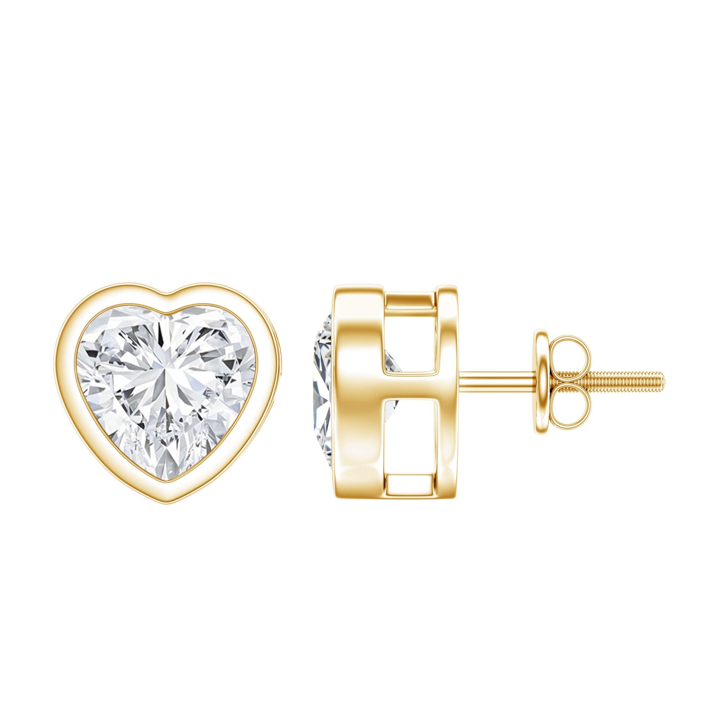 Certified Bezel Set 2.5 Carat Lab Grown Diamond Heart Earrings