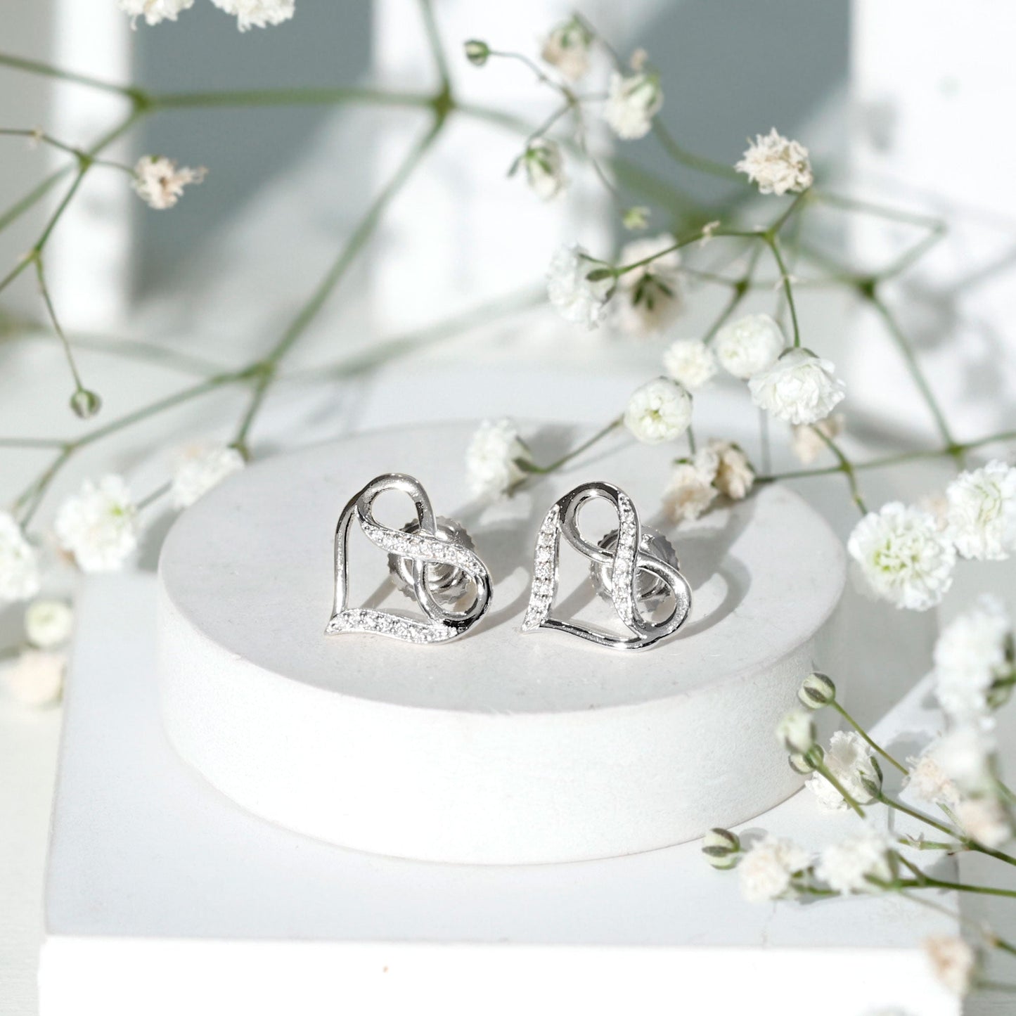 Certified Lab Created Diamond Heart Infinity Stud Earrings