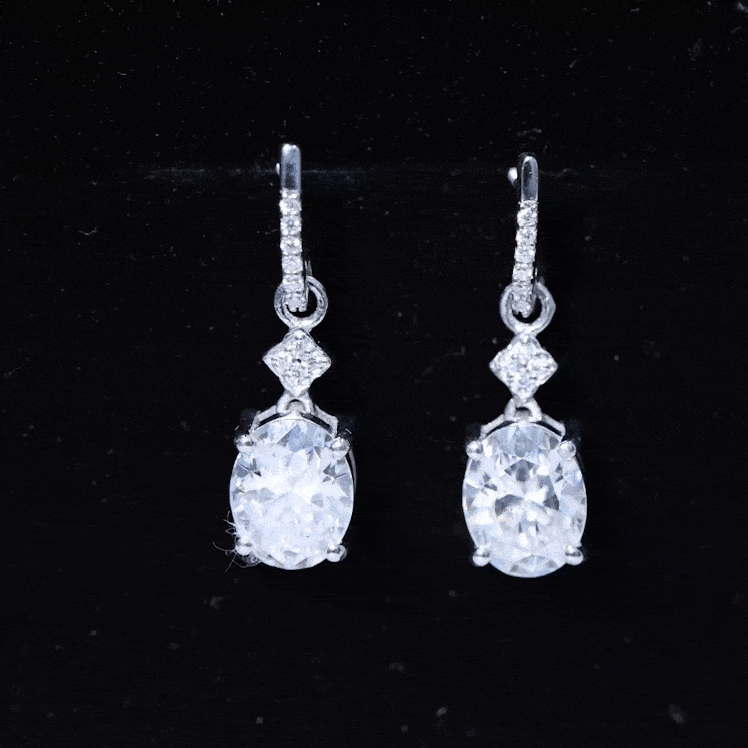 Oval Cut Lab Grown Diamond Dangling Earrings For Bride