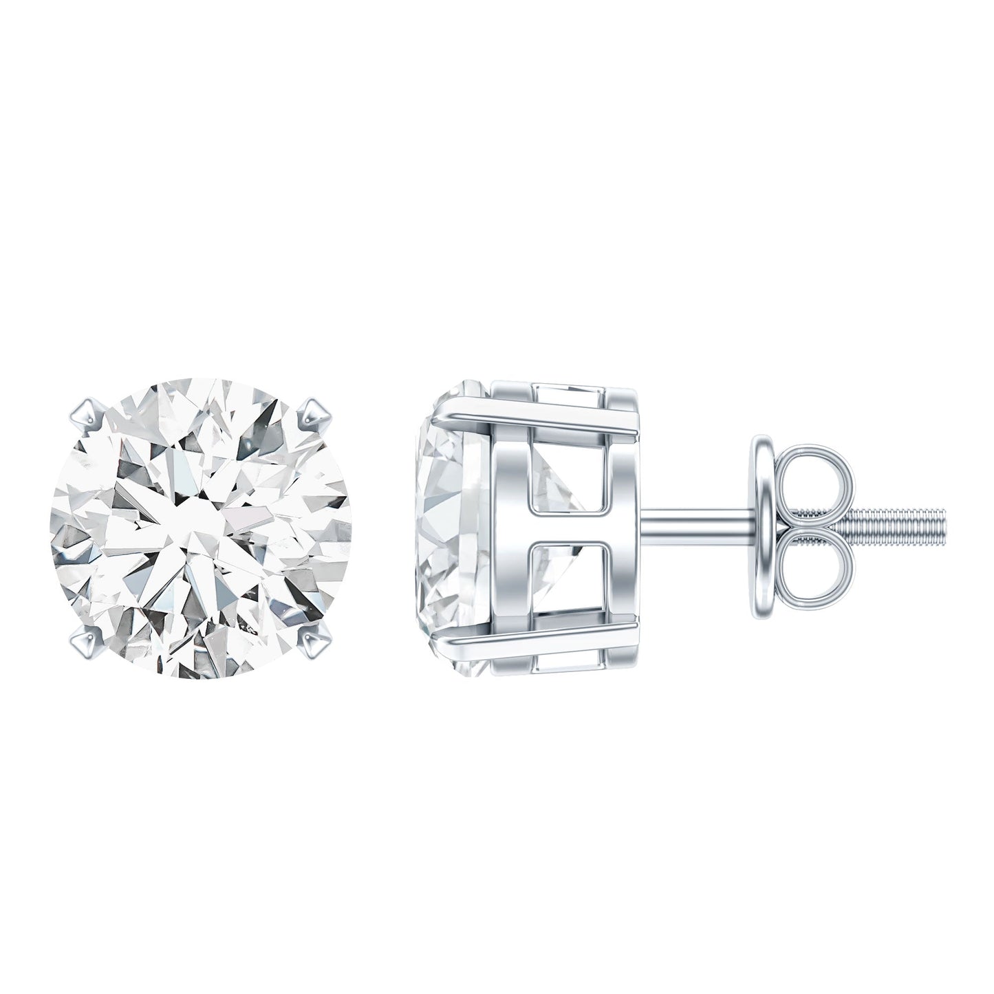 Certified 2.7 Carat Moissanite Stud Earrings in Silver