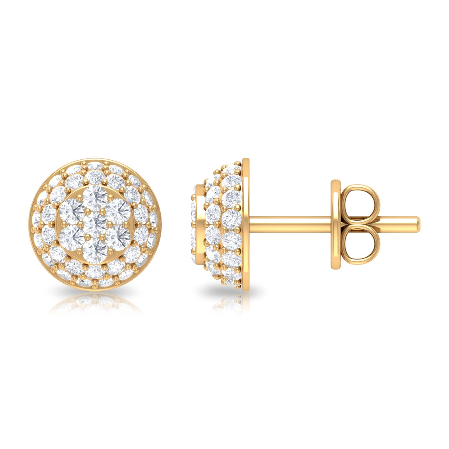 Certified Diamond Bridal Stud Earring with Screw Back