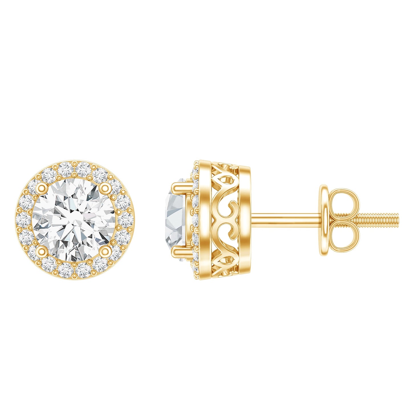 3 CT Round Moissanite Halo Stud Earrings With Certification