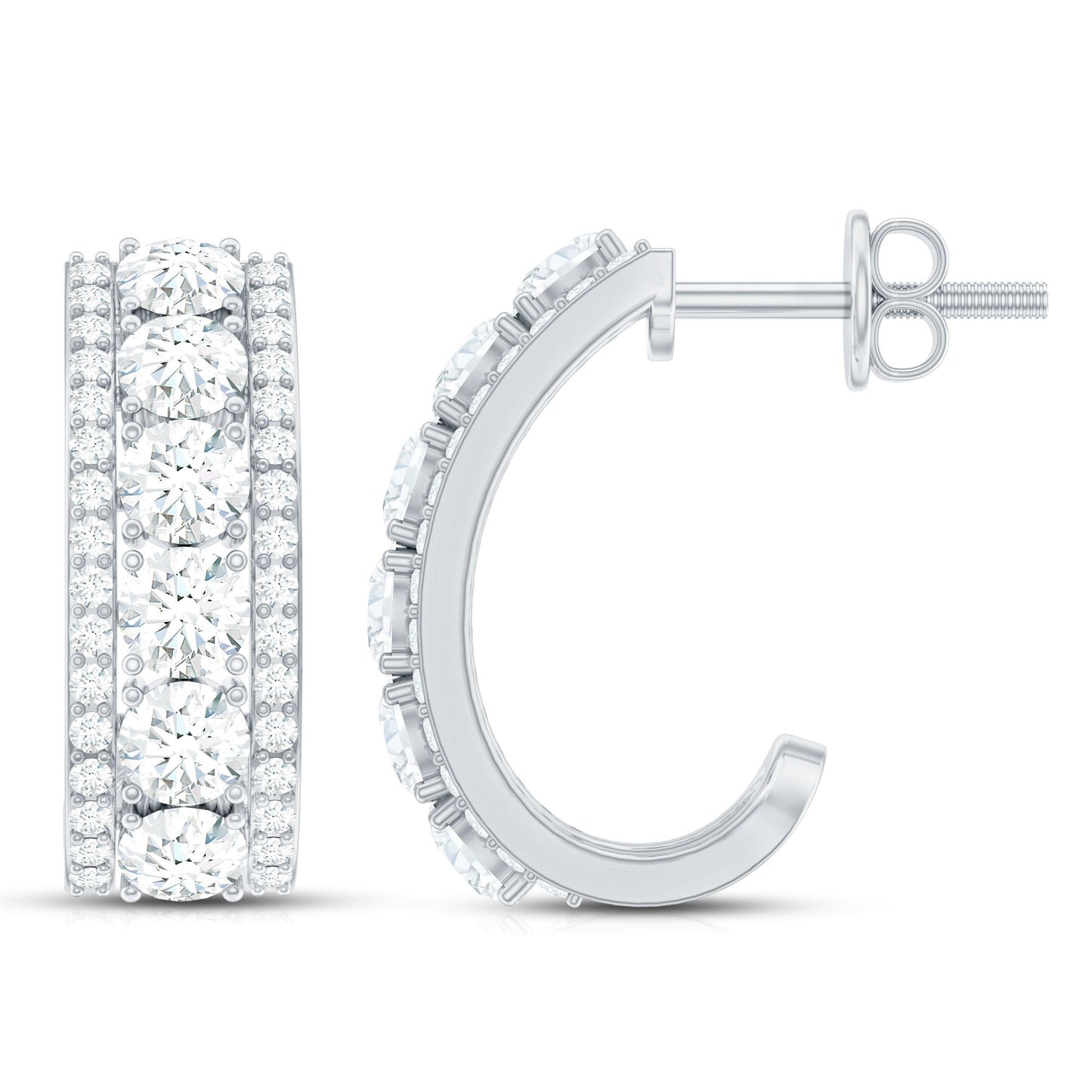 Certified Moissanite J Hoop Earrings for Women