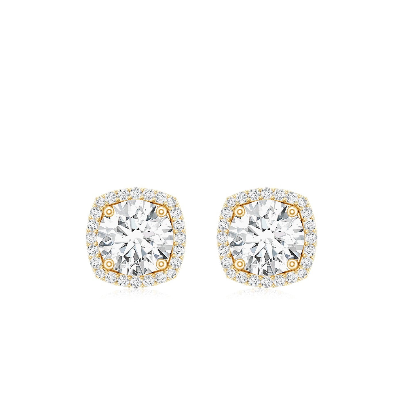 1.9 Carat Round Shape Moissanite Stud Earrings with Halo
