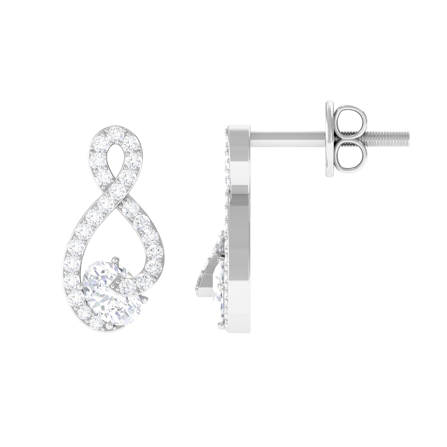 Certified Moissanite Infinity Stud Earrings with Screw Back