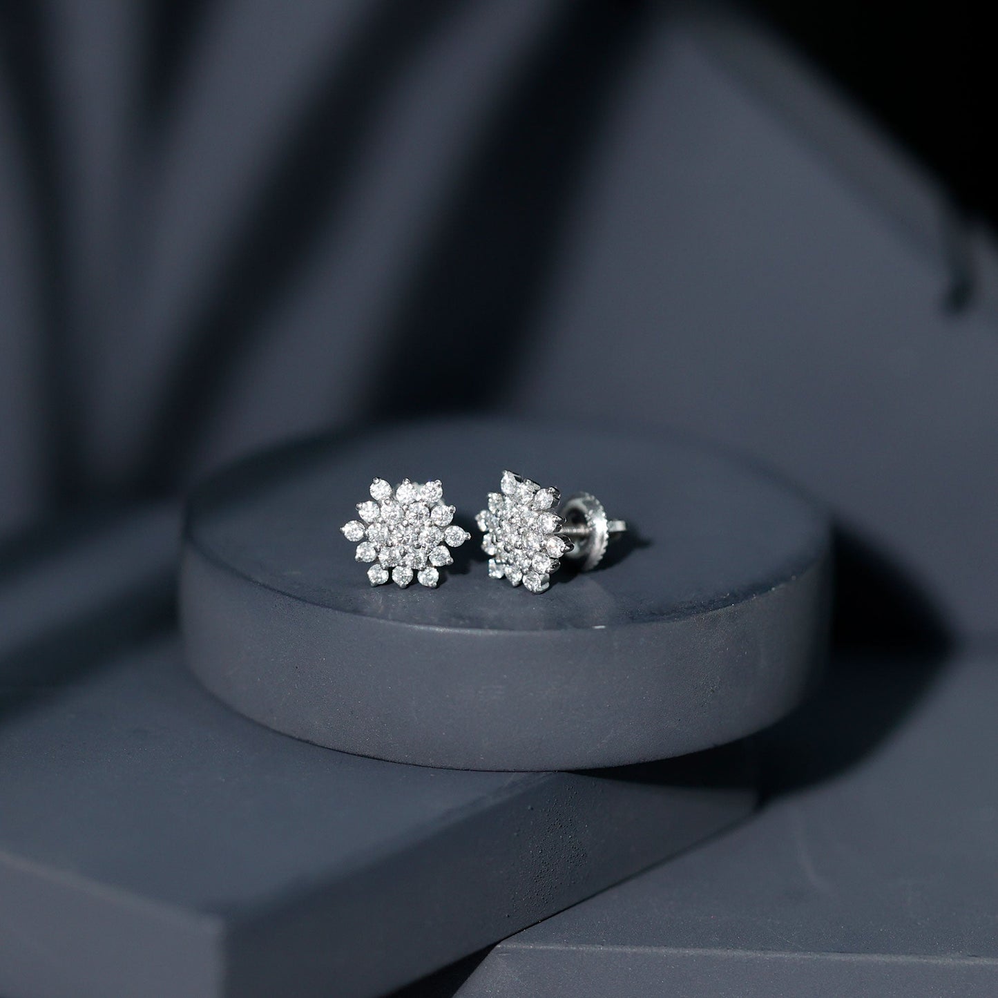 Certified Moissanite Cluster Stud Earrings for Women