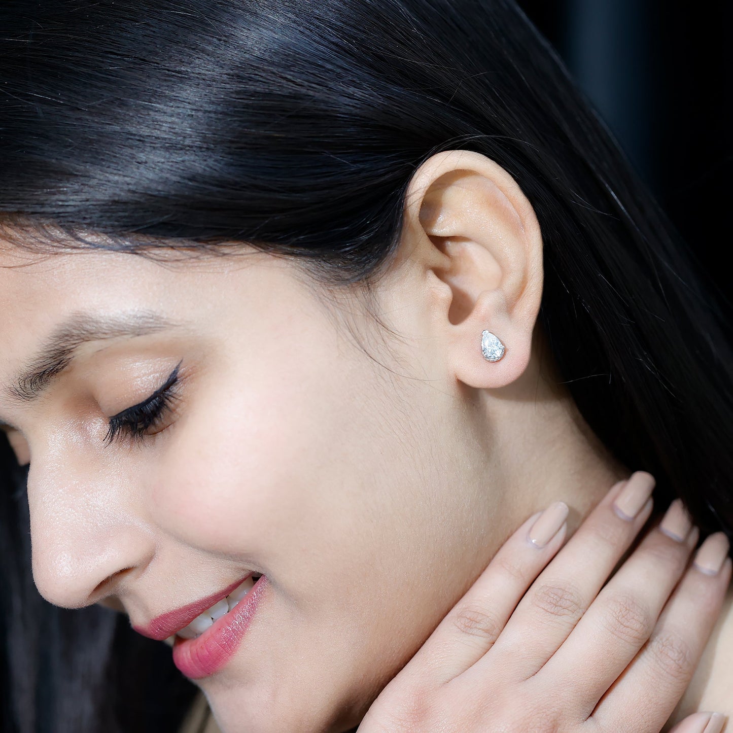 Certified 1.5 Carat Pear Shaped Moissanite Stud Earrings