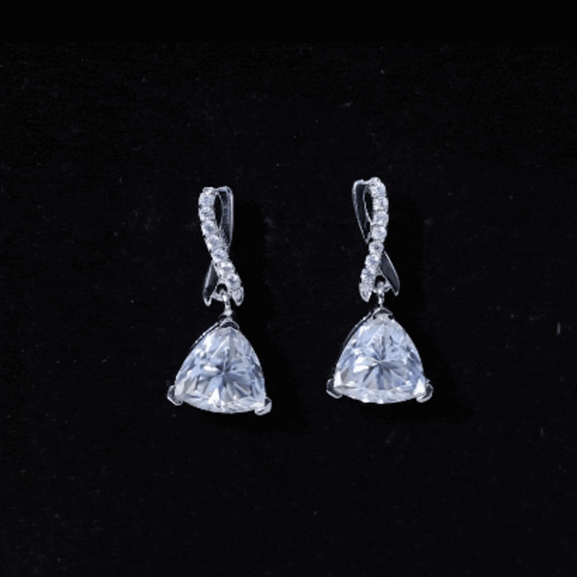 Certified 3 Carat Trilliant Cut Moissanite Infinity Drop Earrings