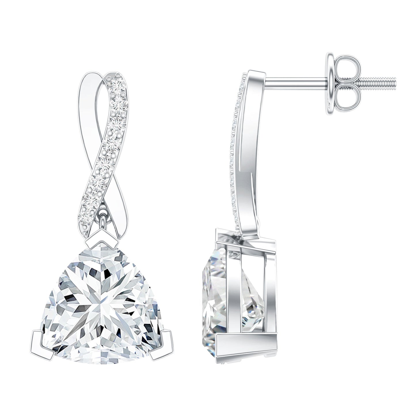 Certified 3 Carat Trilliant Cut Moissanite Infinity Drop Earrings