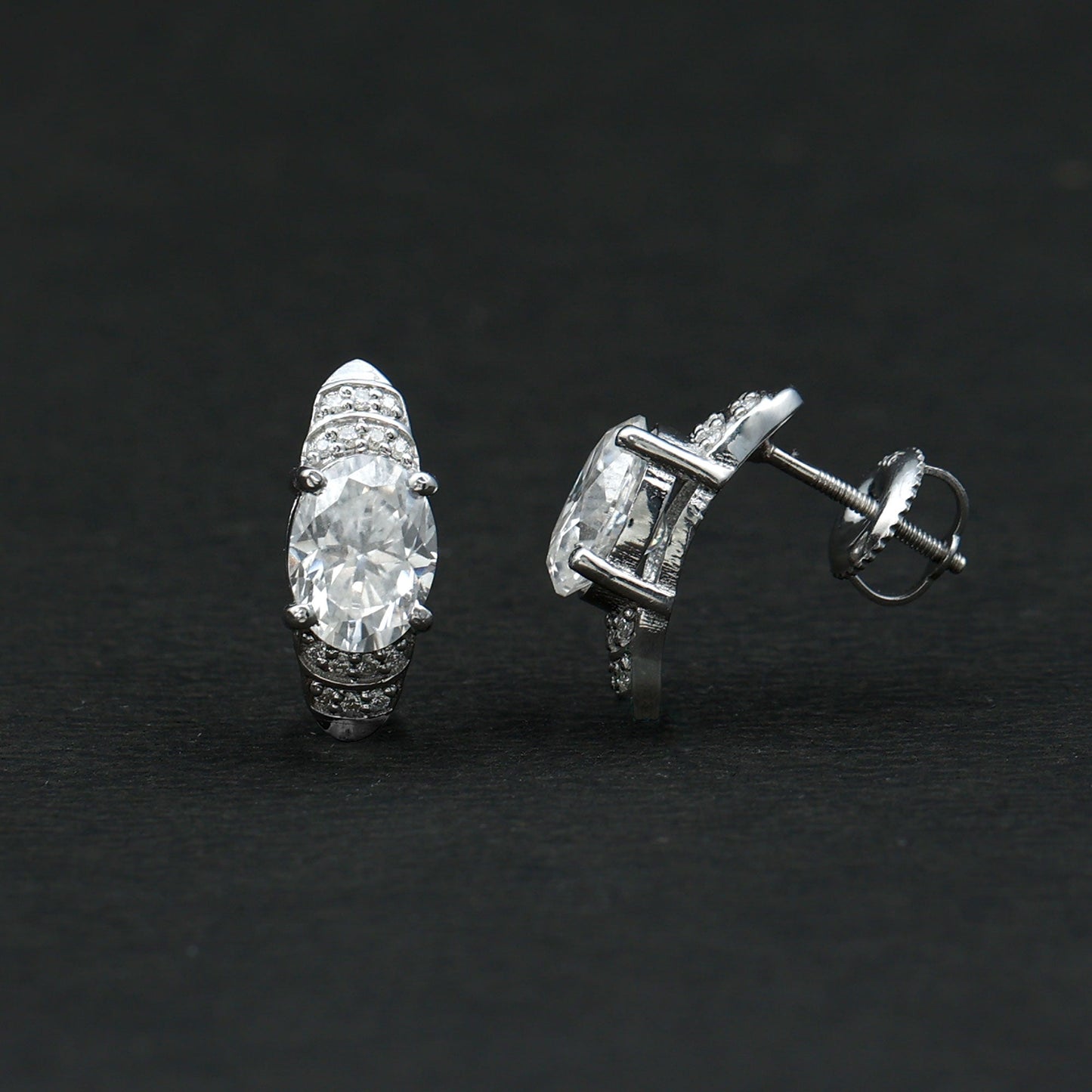 2.5 Carat Moissanite Art Deco Stud Earrings in 14K Gold Plated Silver