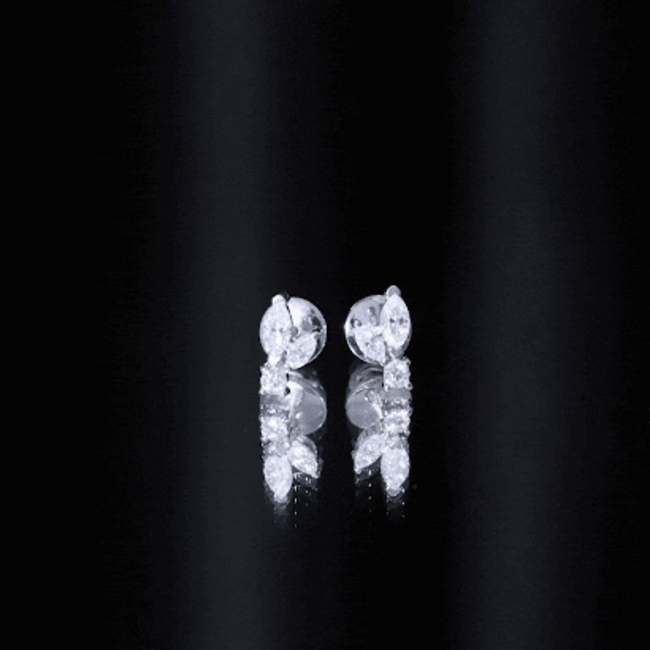 Certified Moissanite Playboy Stud Earrings in 14K Gold Plated Silver