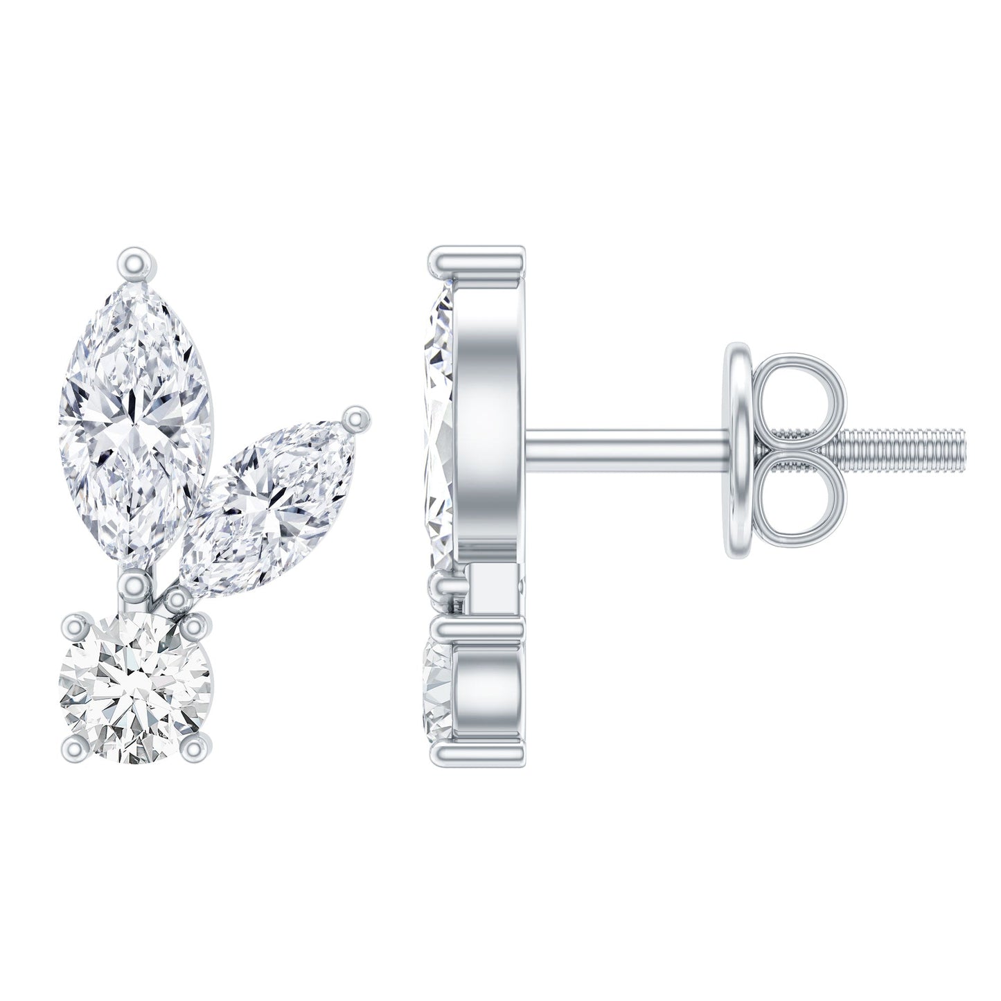 Certified Moissanite Playboy Stud Earrings in 14K Gold Plated Silver