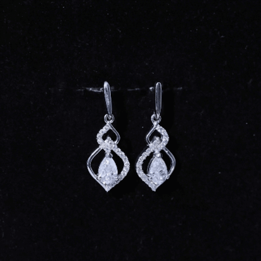 Certified 1 Carat Pear Shaped Moissanite Dangle Earrings for Wedding