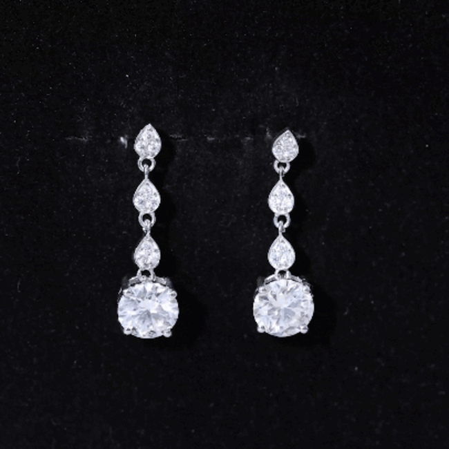 Certified 2.7 Carat Moissanite Dangling Earrings in Silver