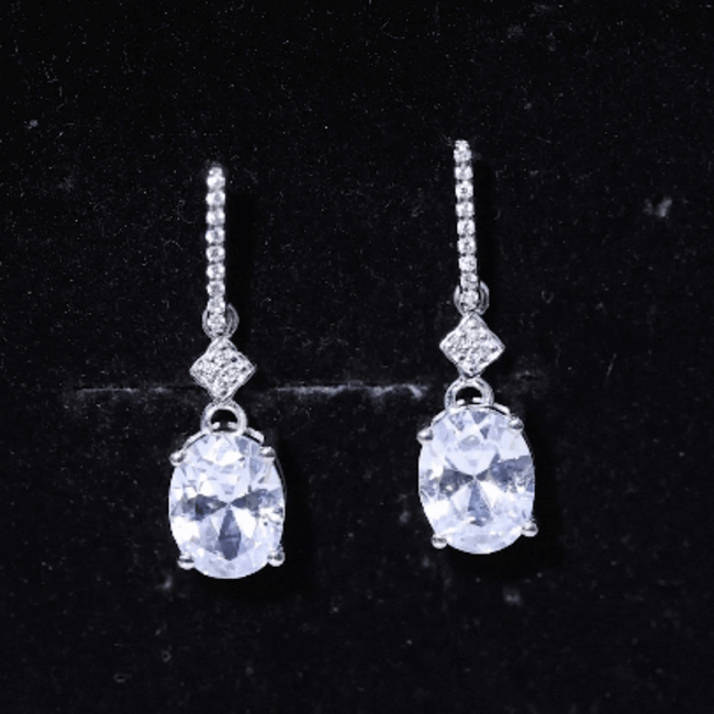 Certified Oval Shaped 4 Carat Moissanite Dangle Drop Earrings for Women
