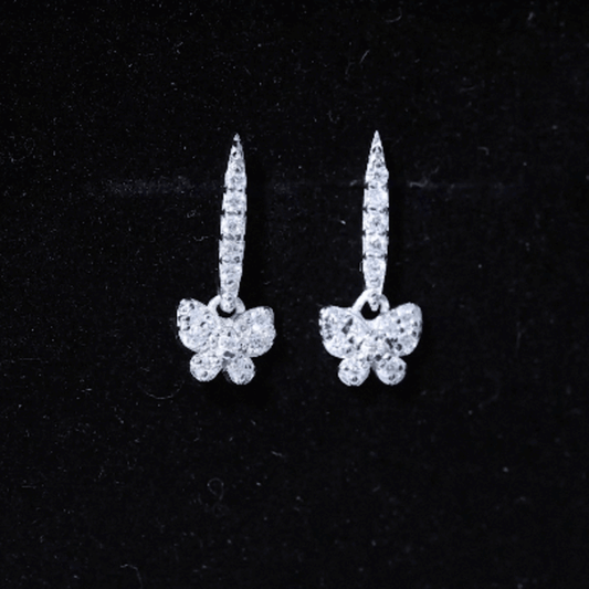 Certified Moissanite Butterfly Drop Earrings for Women